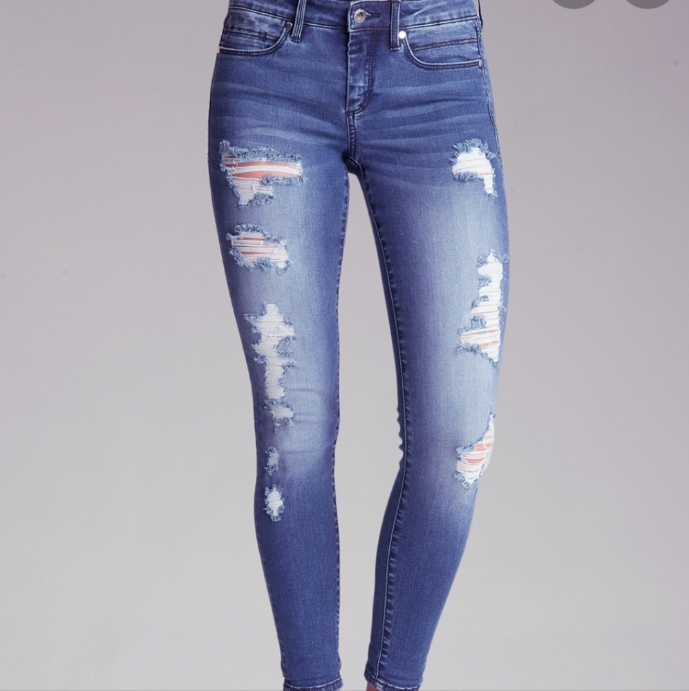Bebe Heartbreaker Distressed Ankle Jeans